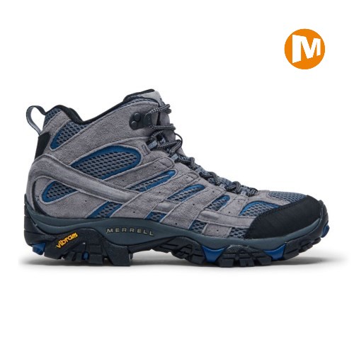 Pánské Trekové Boty Merrell Moab 2 Mid Ventilator Šedé/Blankyt (CZ. LTJWU)